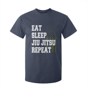 Eat Sleep Jiu Jitsu Repeat T Shirt For Kid Cool JiuJitsu BJJ American Flag TS10 Navy Print Your Wear