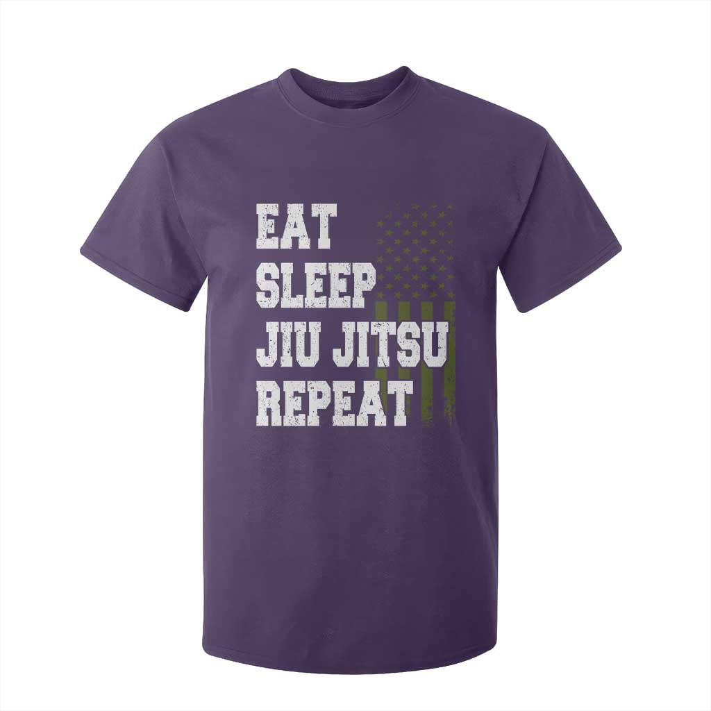 Eat Sleep Jiu Jitsu Repeat T Shirt For Kid Cool JiuJitsu BJJ American Flag TS10 Purple Print Your Wear