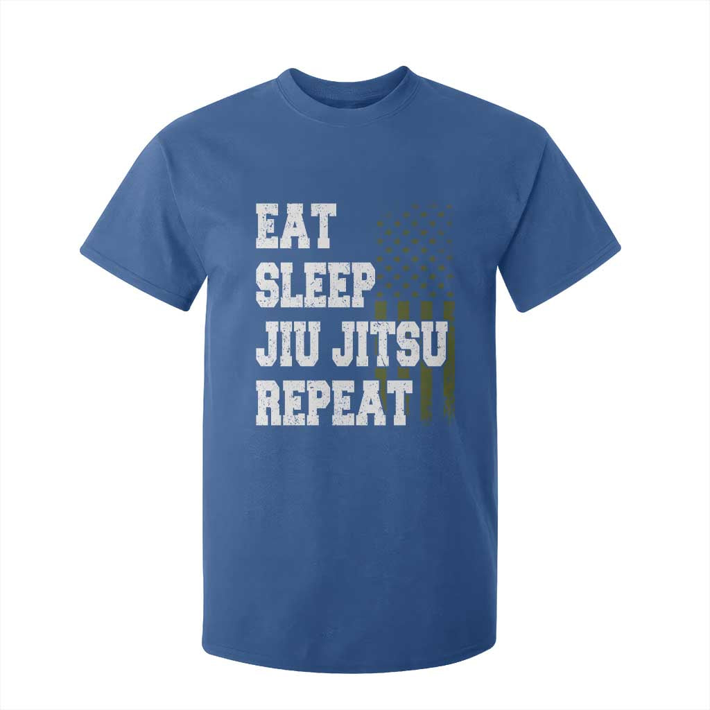 Eat Sleep Jiu Jitsu Repeat T Shirt For Kid Cool JiuJitsu BJJ American Flag TS10 Royal Blue Print Your Wear
