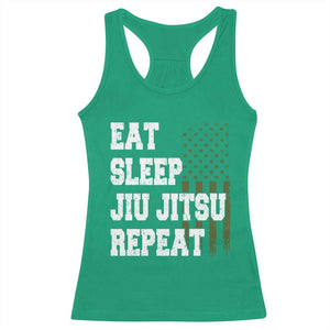 Eat Sleep Jiu Jitsu Repeat Racerback Tank Top Cool JiuJitsu BJJ American Flag TS10 Irish Green Print Your Wear