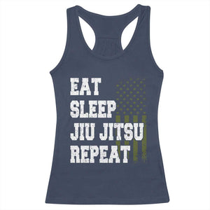 Eat Sleep Jiu Jitsu Repeat Racerback Tank Top Cool JiuJitsu BJJ American Flag TS10 Navy Print Your Wear