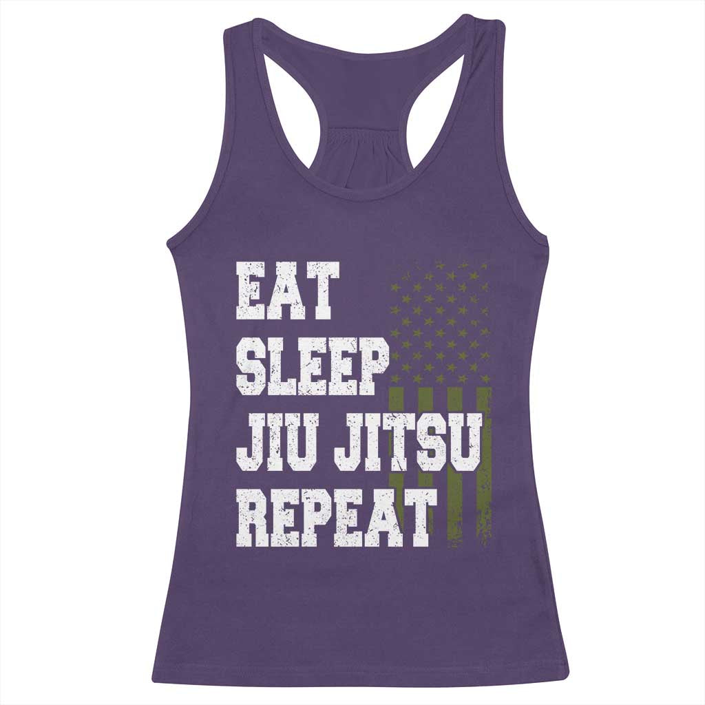 Eat Sleep Jiu Jitsu Repeat Racerback Tank Top Cool JiuJitsu BJJ American Flag TS10 Purple Print Your Wear