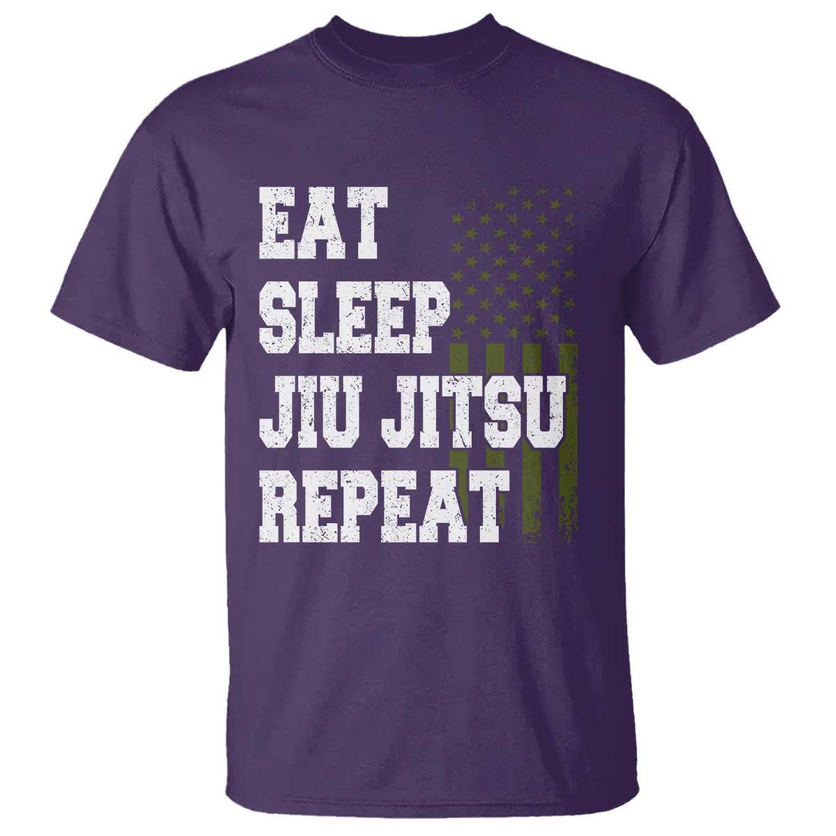 Eat Sleep Jiu Jitsu Repeat T Shirt Cool JiuJitsu BJJ American Flag TS10 Purple Print Your Wear