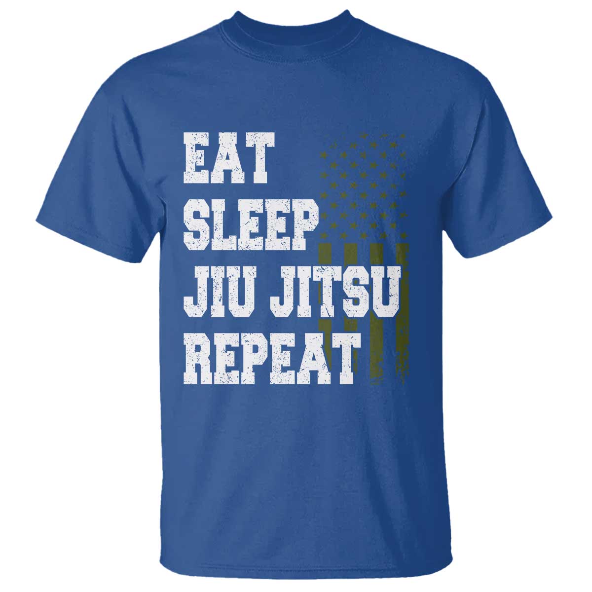 Eat Sleep Jiu Jitsu Repeat T Shirt Cool JiuJitsu BJJ American Flag TS10 Royal Blue Print Your Wear