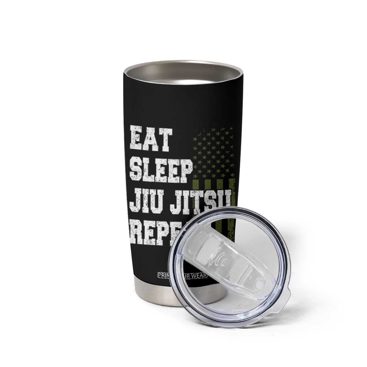 Eat Sleep Jiu Jitsu Repeat Tumbler Cup Cool JiuJitsu BJJ American Flag TS10 Print Your Wear