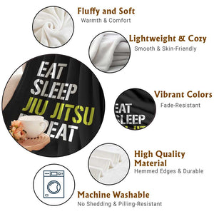Eat Sleep Jiu Jitsu Repeat Throw Blanket Cool JiuJitsu BJJ TS10 Print Your Wear