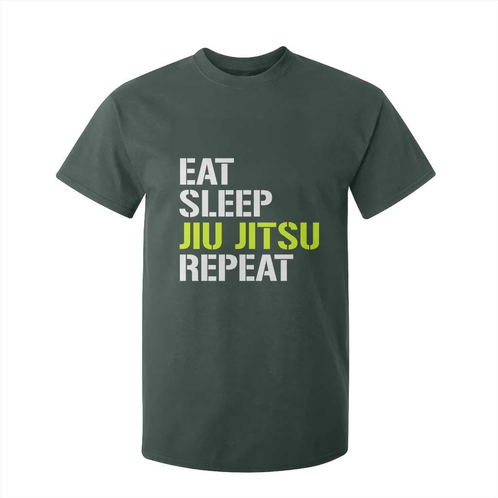 Eat Sleep Jiu Jitsu Repeat T Shirt For Kid Cool JiuJitsu BJJ TS10 Dark Forest Green Print Your Wear