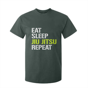 Eat Sleep Jiu Jitsu Repeat T Shirt For Kid Cool JiuJitsu BJJ TS10 Dark Forest Green Print Your Wear