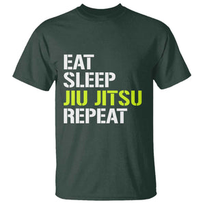 Eat Sleep Jiu Jitsu Repeat T Shirt Cool JiuJitsu BJJ TS10 Dark Forest Green Print Your Wear