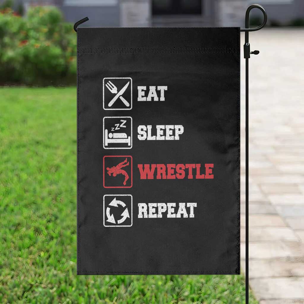 Eat Sleep Wrestle Repeat Garden Flag Funny Wrestling Gym TS10 Print Your Wear