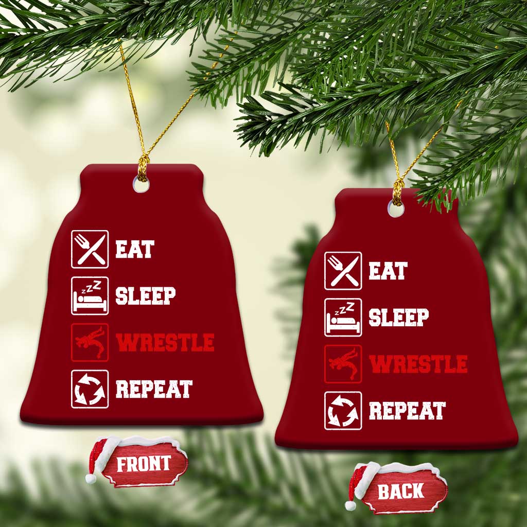 Eat Sleep Wrestle Repeat Ceramic Ornament Funny Wrestling Gym TS10 Print Your Wear