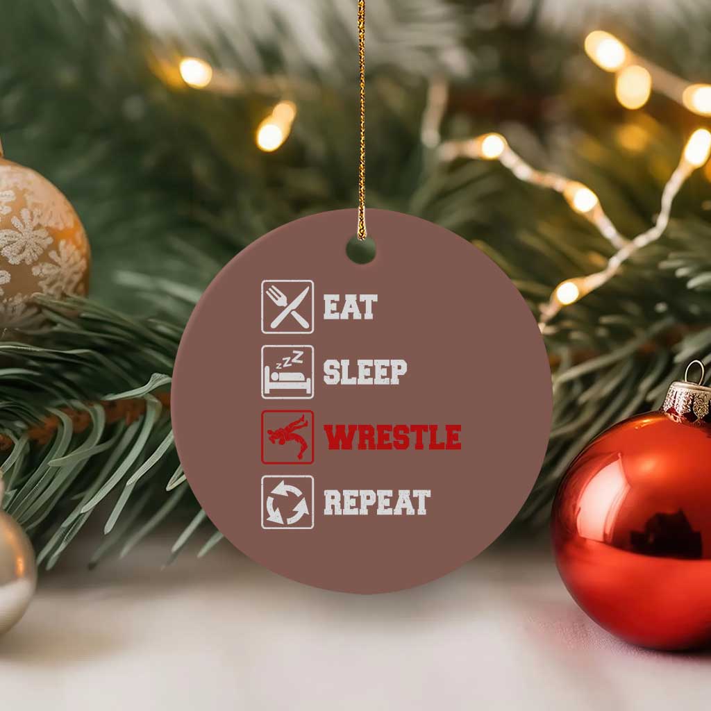 Eat Sleep Wrestle Repeat Ceramic Ornament Funny Wrestling Gym TS10 1pc Mocha Print Your Wear
