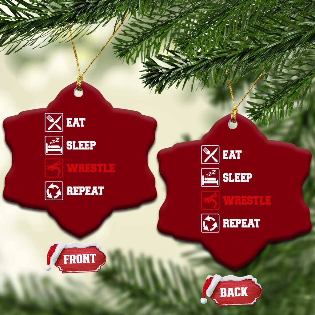 Eat Sleep Wrestle Repeat Ceramic Ornament Funny Wrestling Gym TS10 Print Your Wear