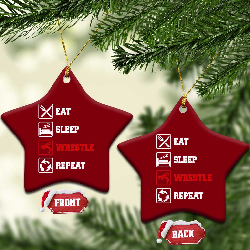 Eat Sleep Wrestle Repeat Ceramic Ornament Funny Wrestling Gym TS10 Print Your Wear