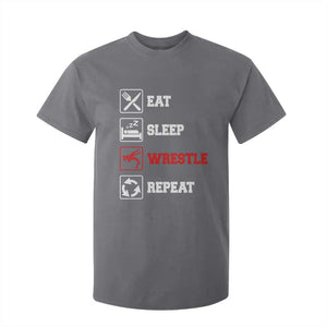 Eat Sleep Wrestle Repeat T Shirt For Kid Funny Wrestling Gym TS10 Charcoal Print Your Wear