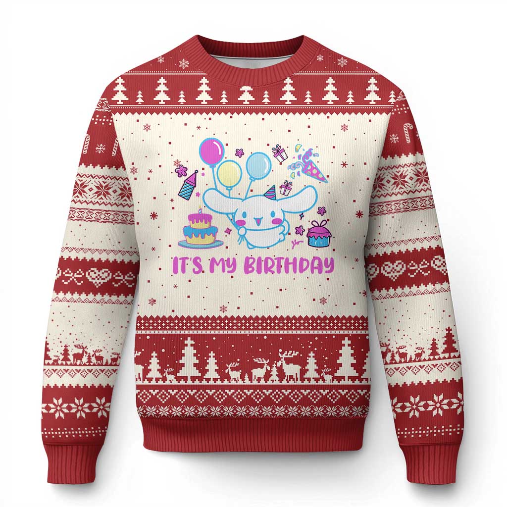 Its My Birthday Ugly Christmas Sweater Girl Party Funny Bday Family Party TS10 Beige Red Print Your Wear