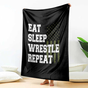 Eat Sleep Wrestle Repeat Throw Blanket Funny Wrestling Gym American Flag TS10 Print Your Wear