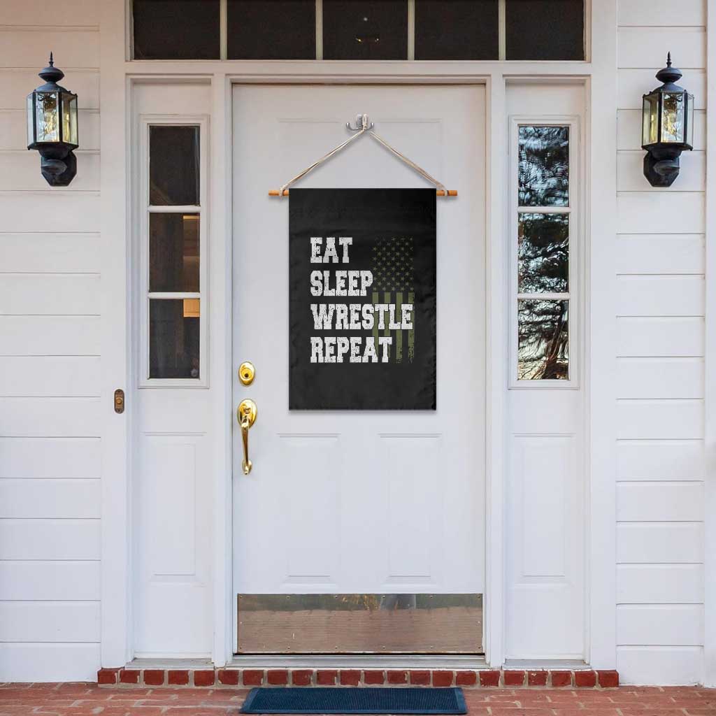 Eat Sleep Wrestle Repeat Garden Flag Funny Wrestling Gym American Flag TS10 Print Your Wear