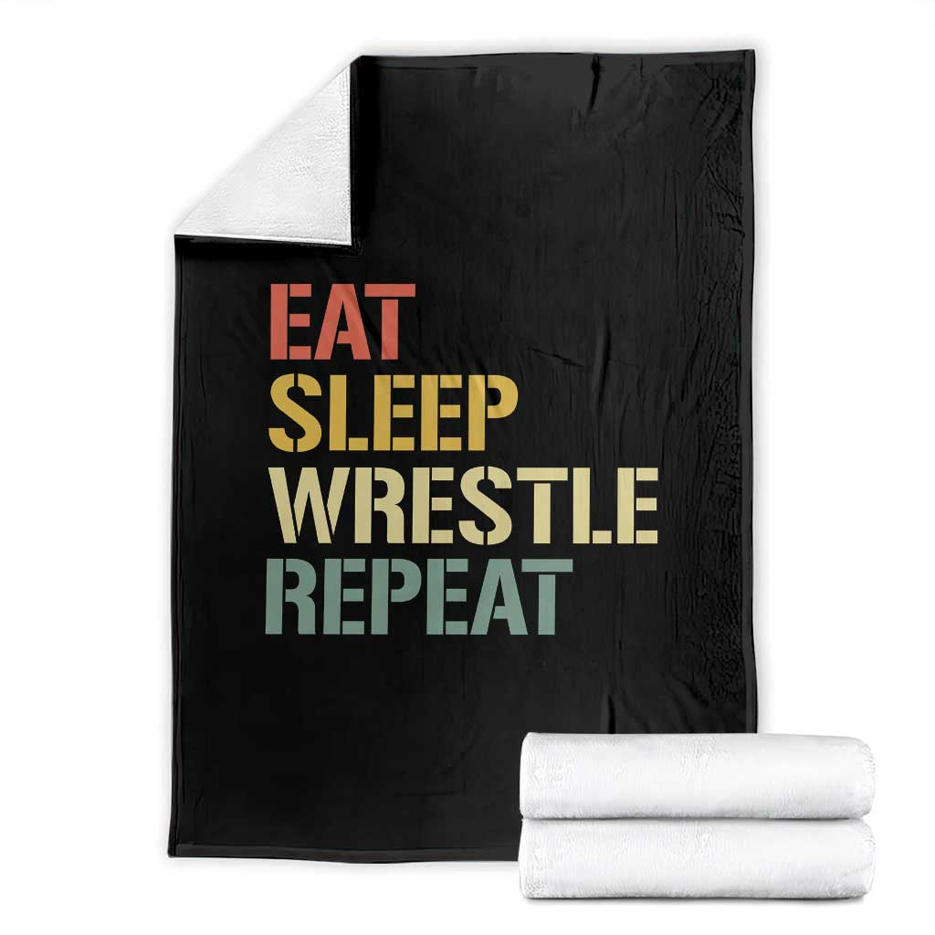 Eat Sleep Wrestle Repeat Throw Blanket Cool Wrestling TS10 Black Print Your Wear