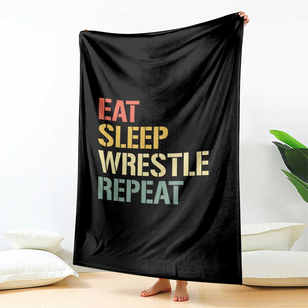 Eat Sleep Wrestle Repeat Throw Blanket Cool Wrestling TS10 Print Your Wear