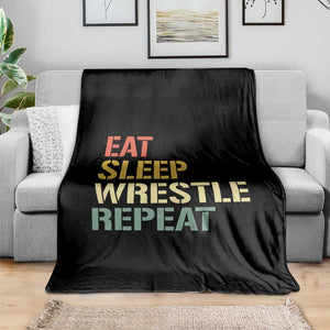 Eat Sleep Wrestle Repeat Throw Blanket Cool Wrestling TS10 Print Your Wear