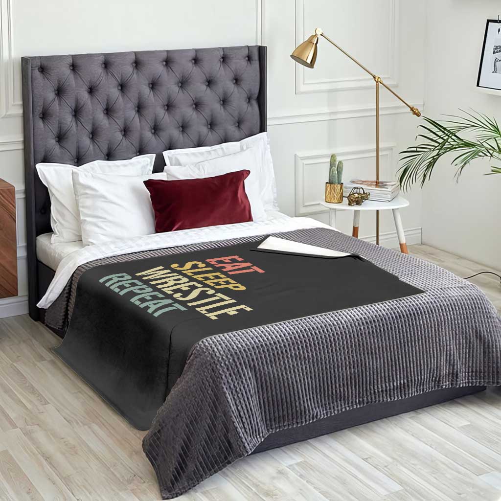 Eat Sleep Wrestle Repeat Throw Blanket Cool Wrestling TS10 Print Your Wear