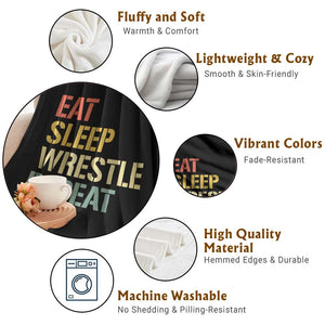 Eat Sleep Wrestle Repeat Throw Blanket Cool Wrestling TS10 Print Your Wear