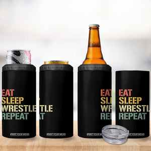 Eat Sleep Wrestle Repeat 4 in 1 Can Cooler Tumbler Cool Wrestling TS10 Print Your Wear