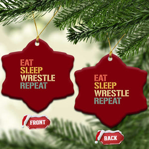 Eat Sleep Wrestle Repeat Ceramic Ornament Cool Wrestling TS10 Print Your Wear