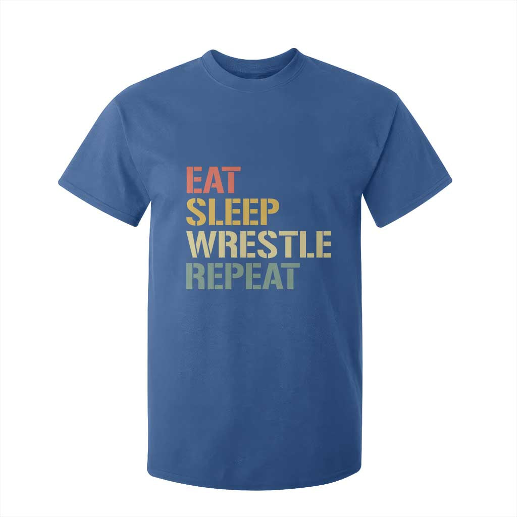 Eat Sleep Wrestle Repeat T Shirt For Kid Cool Wrestling TS10 Royal Blue Print Your Wear