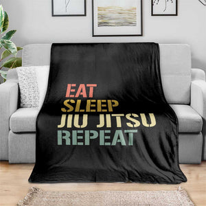 Retro Eat Sleep Jiu Jitsu Repeat Throw Blanket Vintage JiuJitsu BJJ TS10 Print Your Wear