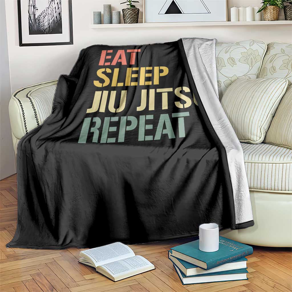Retro Eat Sleep Jiu Jitsu Repeat Throw Blanket Vintage JiuJitsu BJJ TS10 Print Your Wear