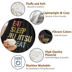 Retro Eat Sleep Jiu Jitsu Repeat Throw Blanket Vintage JiuJitsu BJJ TS10 Print Your Wear