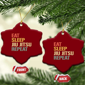 Retro Eat Sleep Jiu Jitsu Repeat Ceramic Ornament Vintage JiuJitsu BJJ TS10 Print Your Wear