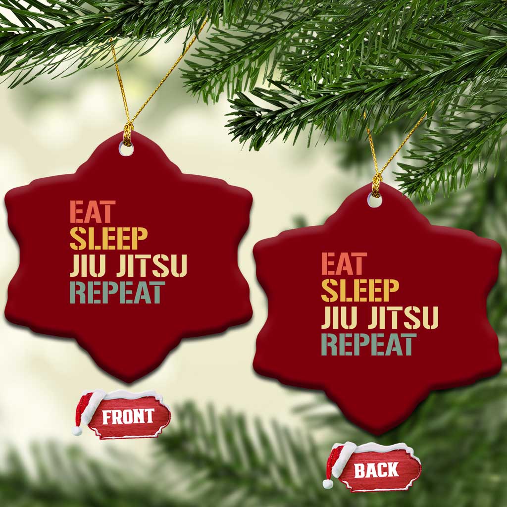 Retro Eat Sleep Jiu Jitsu Repeat Ceramic Ornament Vintage JiuJitsu BJJ TS10 Print Your Wear