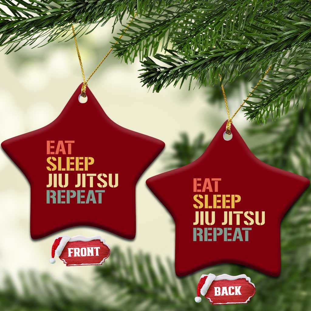 Retro Eat Sleep Jiu Jitsu Repeat Ceramic Ornament Vintage JiuJitsu BJJ TS10 Print Your Wear