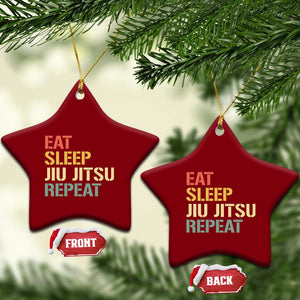 Retro Eat Sleep Jiu Jitsu Repeat Ceramic Ornament Vintage JiuJitsu BJJ TS10 Print Your Wear