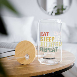 Retro Eat Sleep Jiu Jitsu Repeat Glass Can Vintage JiuJitsu BJJ TS10 Print Your Wear