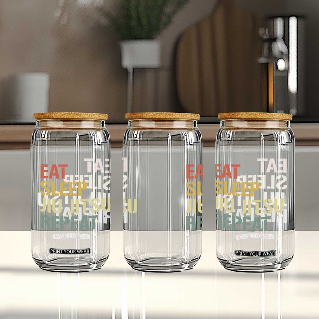 Retro Eat Sleep Jiu Jitsu Repeat Glass Can Vintage JiuJitsu BJJ TS10 Print Your Wear