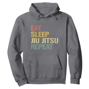Retro Eat Sleep Jiu Jitsu Repeat Hoodie Vintage JiuJitsu BJJ TS10 Charcoal Print Your Wear
