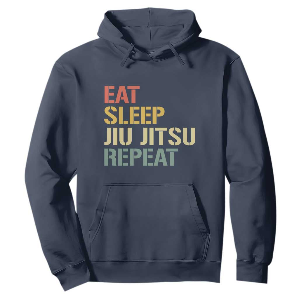 Retro Eat Sleep Jiu Jitsu Repeat Hoodie Vintage JiuJitsu BJJ TS10 Navy Print Your Wear
