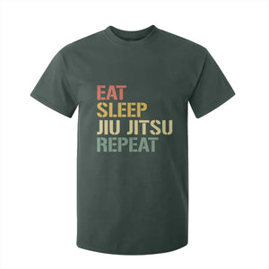 Retro Eat Sleep Jiu Jitsu Repeat T Shirt For Kid Vintage JiuJitsu BJJ TS10 Dark Forest Green Print Your Wear