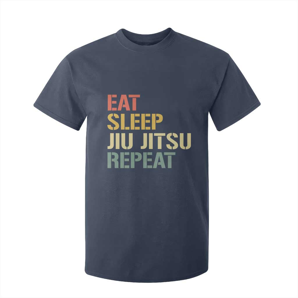 Retro Eat Sleep Jiu Jitsu Repeat T Shirt For Kid Vintage JiuJitsu BJJ TS10 Navy Print Your Wear