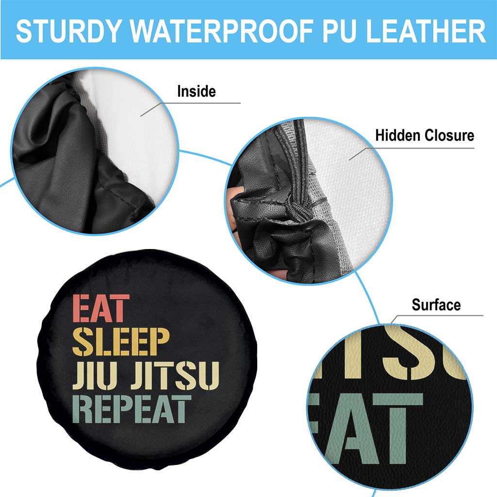 Retro Eat Sleep Jiu Jitsu Repeat Spare Tire Cover Vintage JiuJitsu BJJ TS10 Print Your Wear