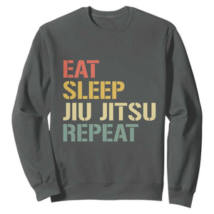 Retro Eat Sleep Jiu Jitsu Repeat Sweatshirt Vintage JiuJitsu BJJ TS10 Dark Heather Print Your Wear