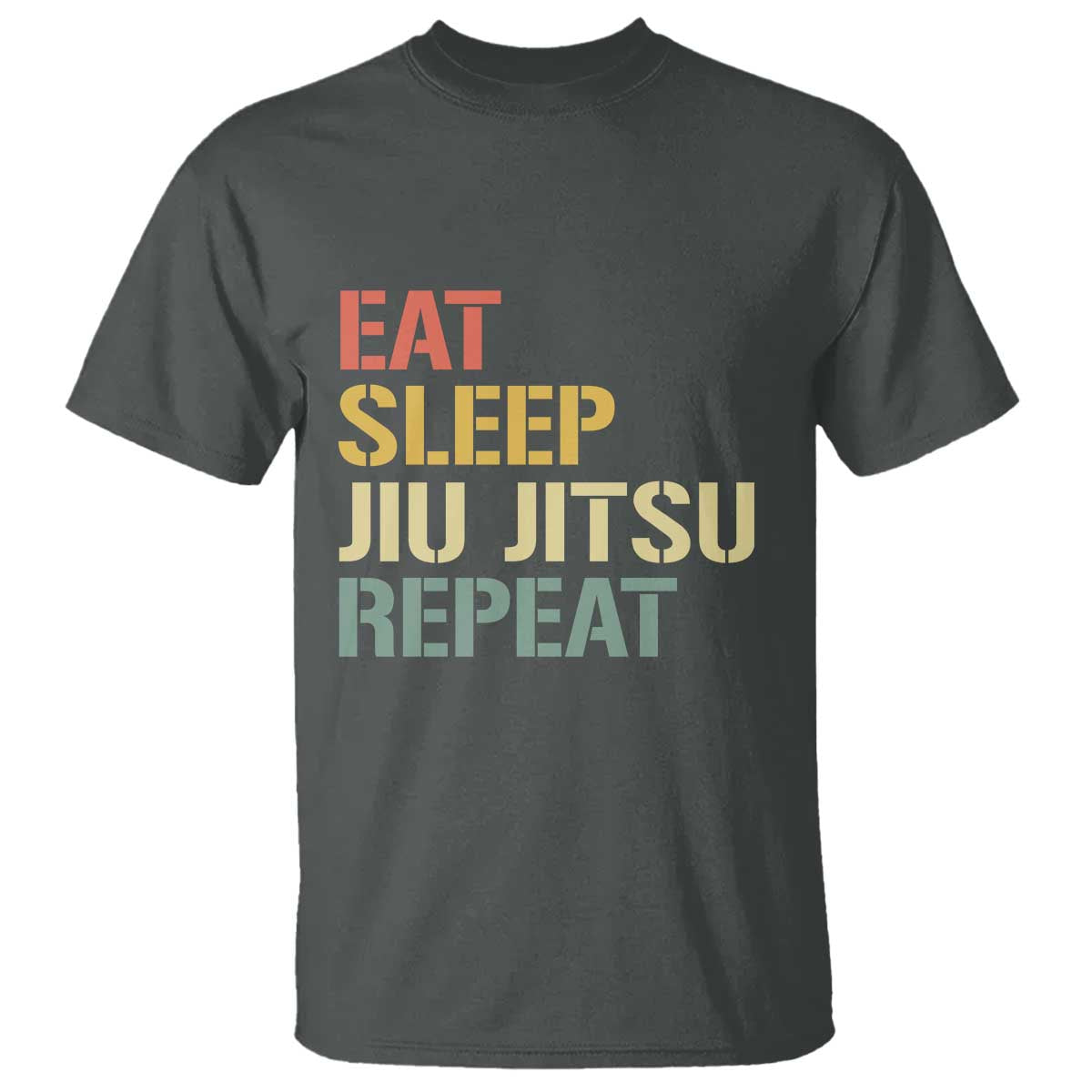 Retro Eat Sleep Jiu Jitsu Repeat T Shirt Vintage JiuJitsu BJJ TS10 Dark Heather Print Your Wear