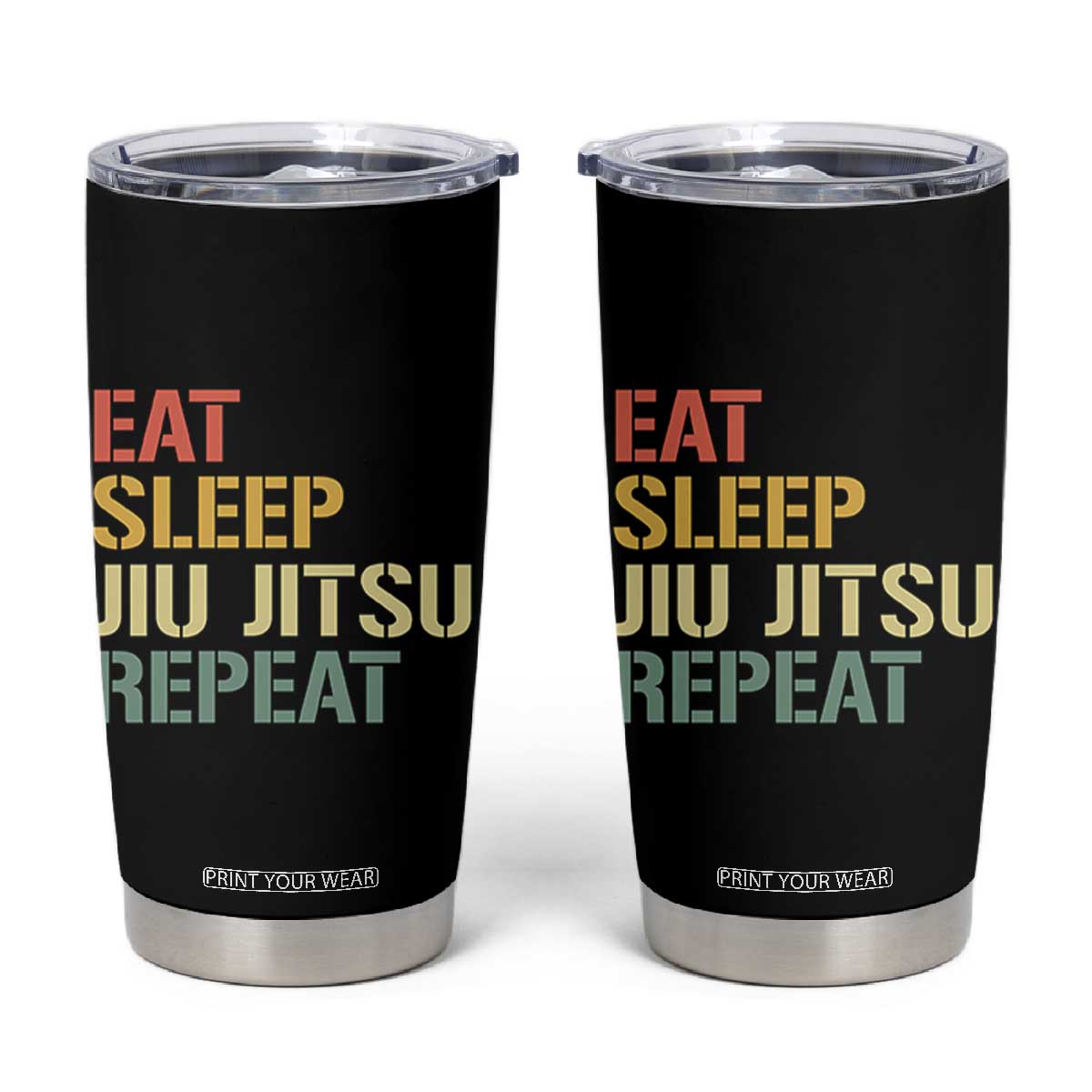 Retro Eat Sleep Jiu Jitsu Repeat Tumbler Cup Vintage JiuJitsu BJJ TS10 Black Print Your Wear