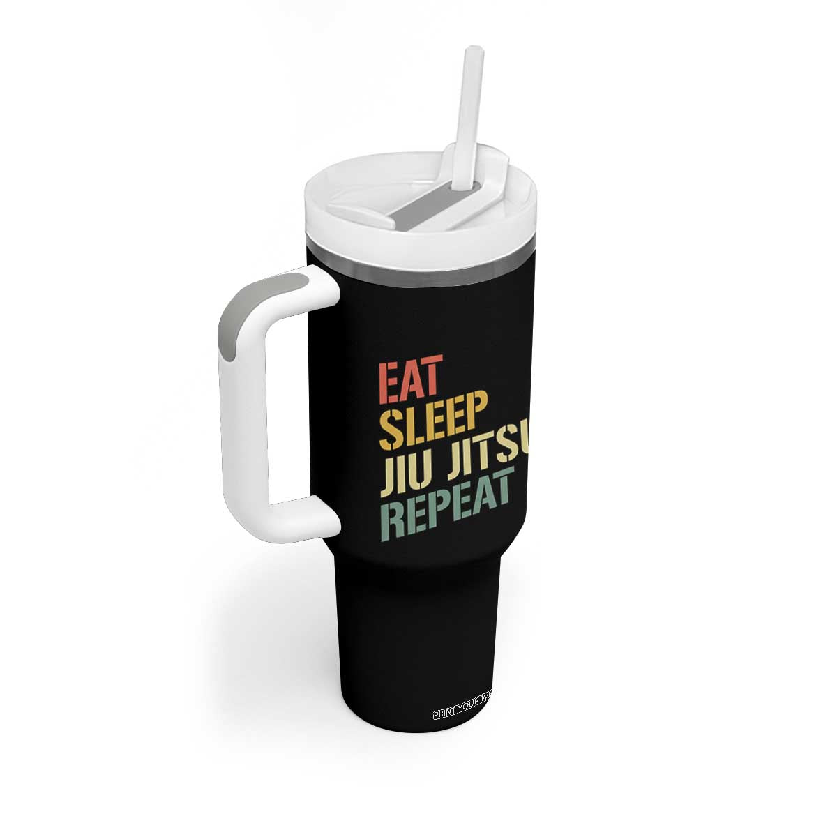 Retro Eat Sleep Jiu Jitsu Repeat Tumbler With Handle Vintage JiuJitsu BJJ TS10 Print Your Wear