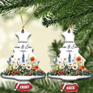 Personalised First Xmas Married Christmas Ornament Custom Name 2024 Flowers Decorations Keepsake Wedding Gifts TS10 Christmas Tree White Print Your Wear