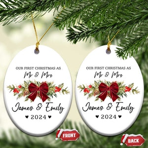 Personalised First Xmas as Mr & Mrs Christmas Ornament Custom Name Keepsake Wedding Gifts for Newlywed Couple TS10 Oval White Print Your Wear